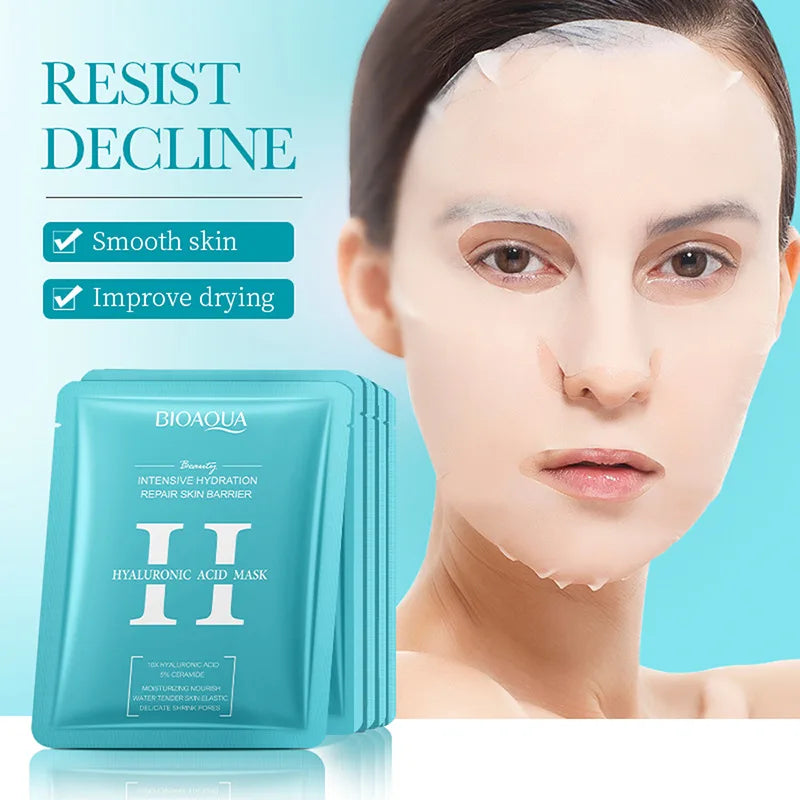 5/10PCS BIOAQUA Snail & Hyaluronic Acid Face Mask - Moisturizing, Firming, Hydrating Skin Care - Beauty & Beyond