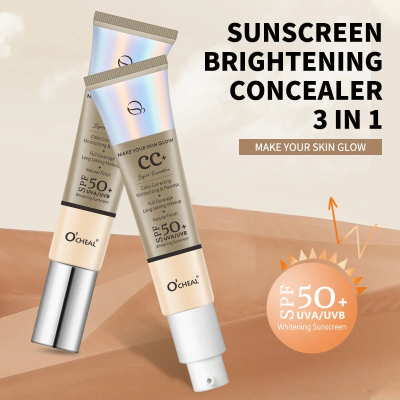Crema CC Ocheal 30 g - Base de maquillaje, corrector, prebase hidratante e iluminadora resistente al agua FPS 50+