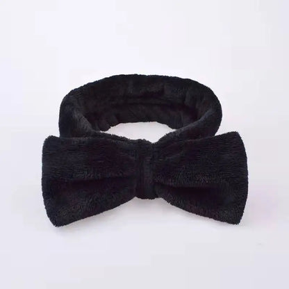 Spa Headband Bow - Soft Coral Fleece for Makeup, Shower, Face Washing, Hair Accessory