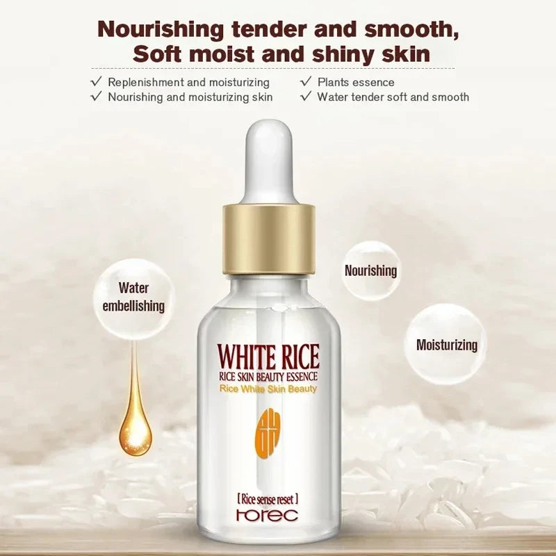 White Rice Face Serum – Brightening & Pore-Shrinking | Whitening, Anti-Aging & Firming Essence for Glowing Skin