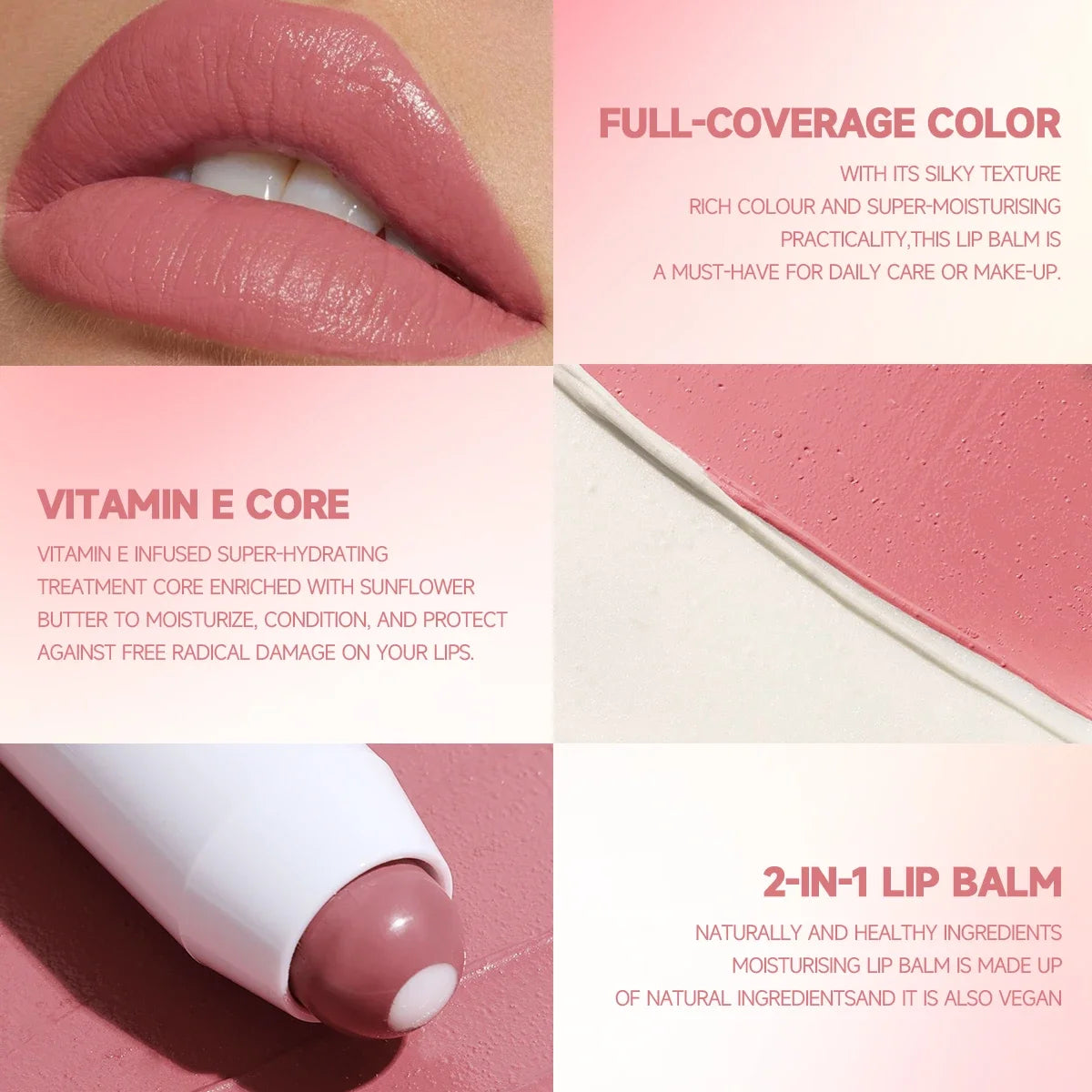 2-in-1 Nude Lipstick – Matte Red Lip Balm, Moisturizing, Waterproof, Long-Lasting, Non-Stick Cup, 6 Colors - Beauty & Beyond