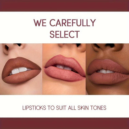 USHAS 12-Color Matte Lipstick Set – Waterproof & Long-Lasting | Lipstick + Lip Liner, Non-Stick Easy Coloring