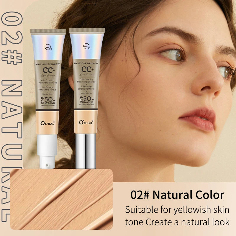 Crema CC Ocheal 30 g - Base de maquillaje, corrector, prebase hidratante e iluminadora resistente al agua FPS 50+