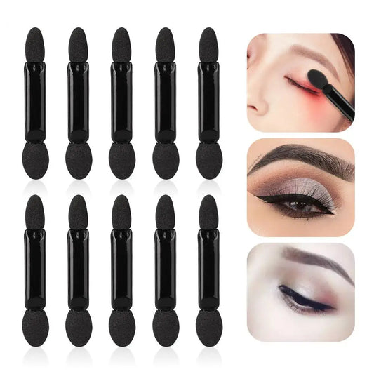 10/50PCS Double-Ended Sponge Applicators – Portable Disposable Eye Shadow, Eyeliner & Lip Makeup Tools