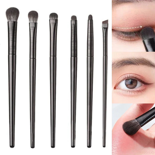 6pcs Black Eye Makeup Brushes Set - Contouring, Eyeshadow, Eyeliner, Blending, Beauty Tool - Beauty & Beyond