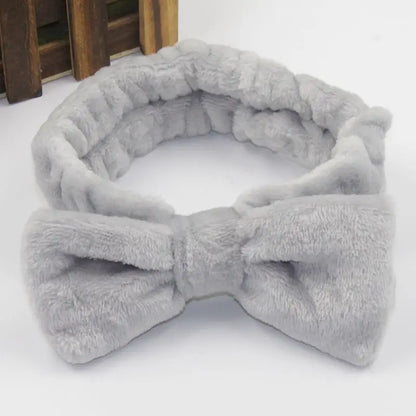 Spa Headband Bow - Soft Coral Fleece for Makeup, Shower, Face Washing, Hair Accessory