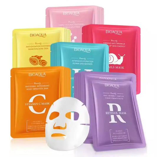5/10PCS BIOAQUA Snail & Hyaluronic Acid Face Mask - Moisturizing, Firming, Hydrating Skin Care - Beauty & Beyond
