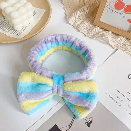 Spa Headband Bow - Soft Coral Fleece for Makeup, Shower, Face Washing, Hair Accessory