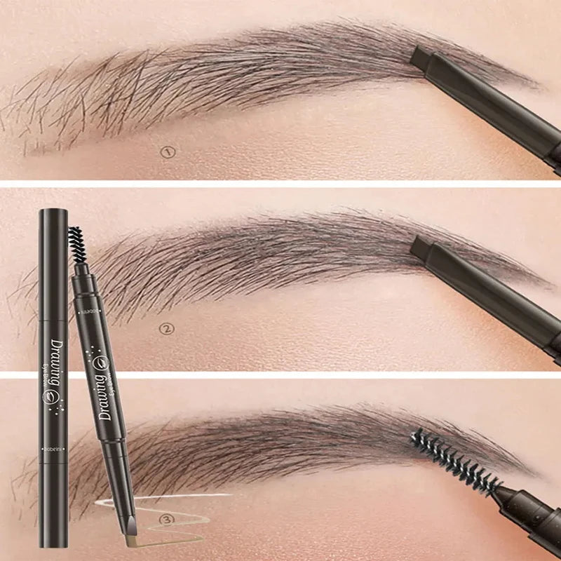 2-in-1 Eyebrow Pencil – Waterproof, Long-Lasting Tattoo Brush, 5 Colors for Professional Makeup - Beauty & Beyond