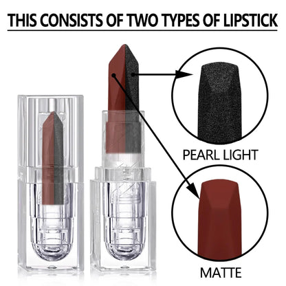 Waterproof Long-Lasting Matte Lipstick – Moisturizing, Non-Stick Cup, Pearlescent Diamond Lip Tint - Beauty & Beyond