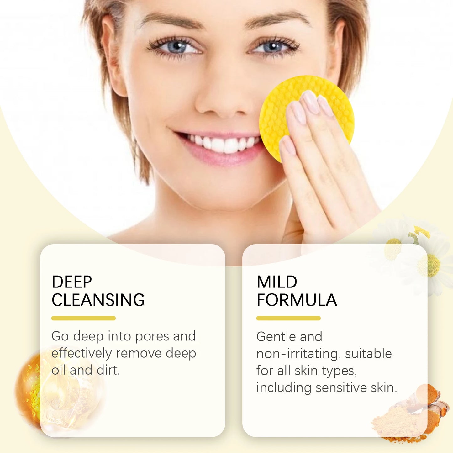 Turmeric & Kojic Acid Cleansing Pads – Pore Cleanser & Makeup Remover | Oil Control & Brightening Facial Sponge