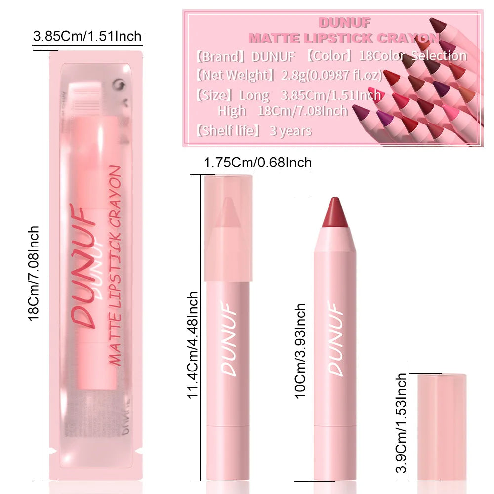 18-Color Lipstick Pencil Set – Waterproof Matte Tint & Lip Contour | Long-Lasting, Non-Stick Lipliner Pens
