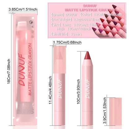 18-Color Lipstick Pencil Set – Waterproof Matte Tint & Lip Contour | Long-Lasting, Non-Stick Lipliner Pens