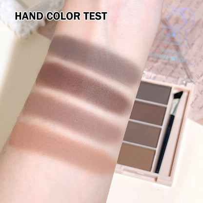 4-Color Eyebrow Powder Set – Gray & Brown Matte Tones | Long-Lasting Fill & Color Rendering with Brushes