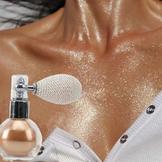Diamond Highlighter Powder Spray – Waterproof High Gloss Glitter Bronzer & Illuminator for Face & Body - Beauty & Beyond