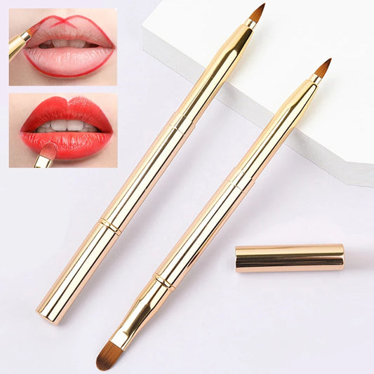 Retractable Dual-Head Lip Brush - Lip Contour & Smudge Applicator, Daily Makeup Tool