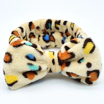 Spa Headband Bow - Soft Coral Fleece for Makeup, Shower, Face Washing, Hair Accessory