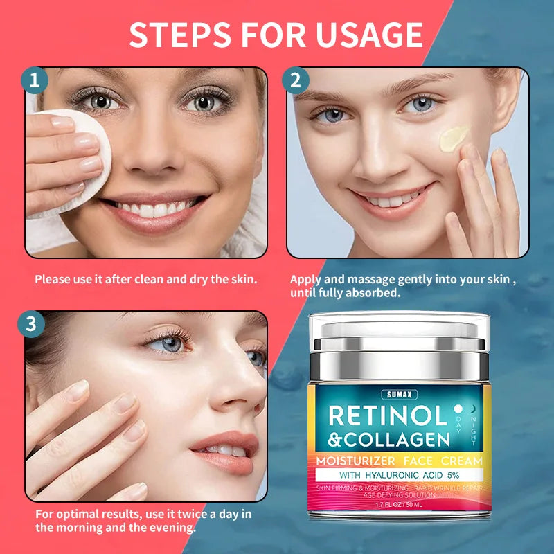 Retinol Anti-Aging Face Cream – Moisturizing Wrinkle Remover with Collagen & Hyaluronic Acid | 50ML