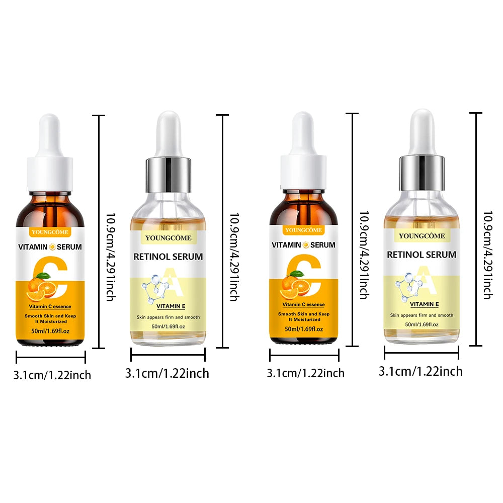 2PCS Vitamin C & Retinol Serum – Hydrating, Smoothes Fine Lines & Wrinkles for Delicate Skin