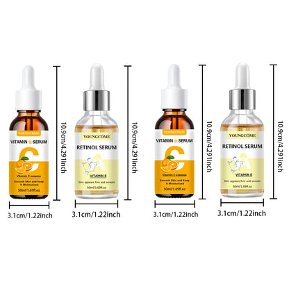 2PCS Vitamin C & Retinol Serum – Hydrating, Smoothes Fine Lines & Wrinkles for Delicate Skin