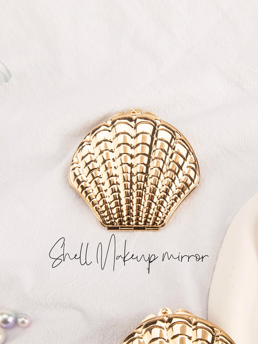 1PC Golden Shell Double-Sided Makeup Mirror - Portable, Gift for Girlfriend, Mum, Sister, Teacher - Beauty & Beyond