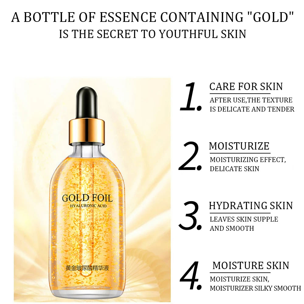 100ml 24K Gold Hyaluronic Acid Face Serum – Niacinamide, Collagen, Anti-Wrinkle Care - Beauty & Beyond