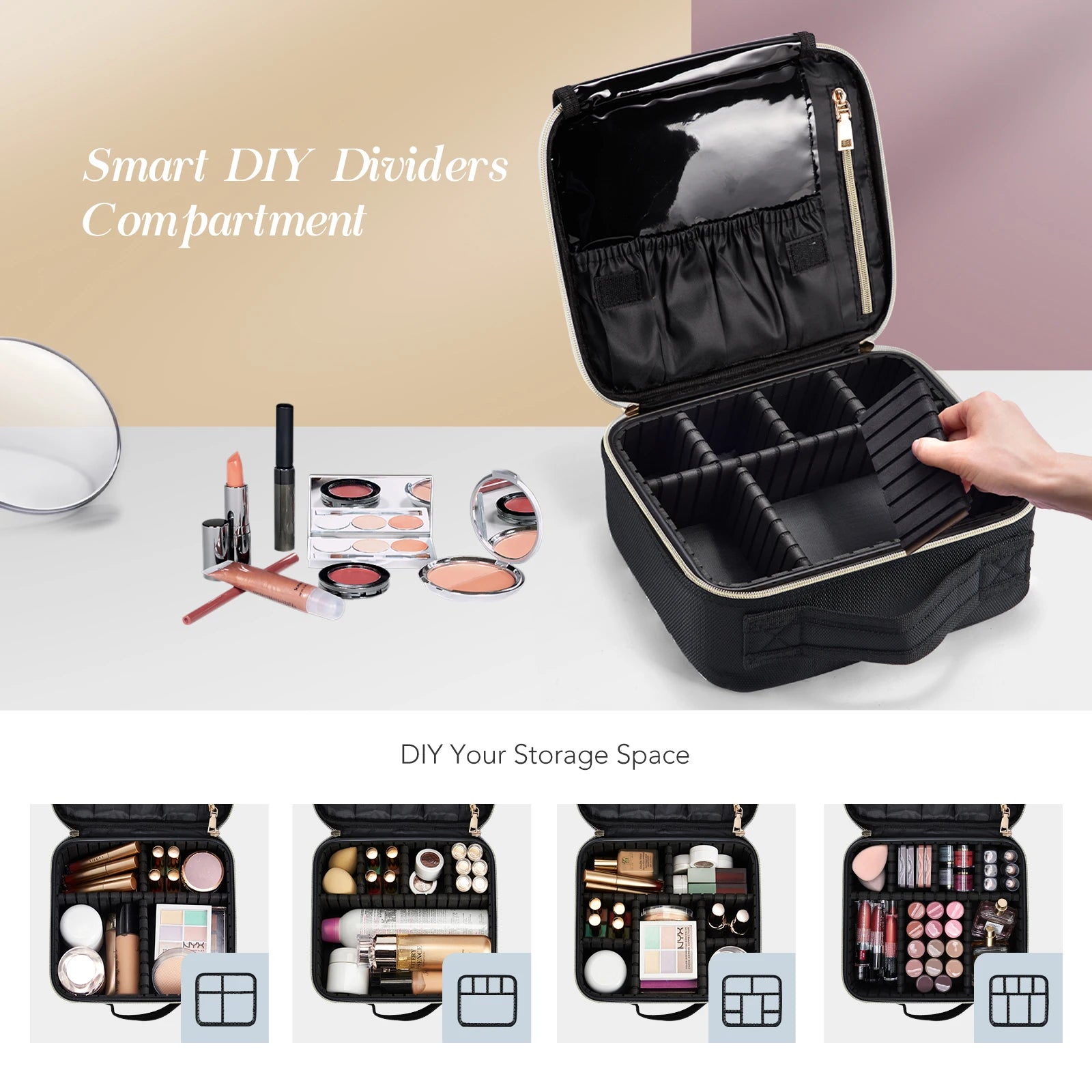 Makeup Bag - Professional Cosmetic Brush Case, Portable, Waterproof Travel Organizer - Beauty & Beyond