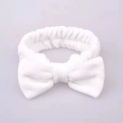 Spa Headband Bow - Soft Coral Fleece for Makeup, Shower, Face Washing, Hair Accessory