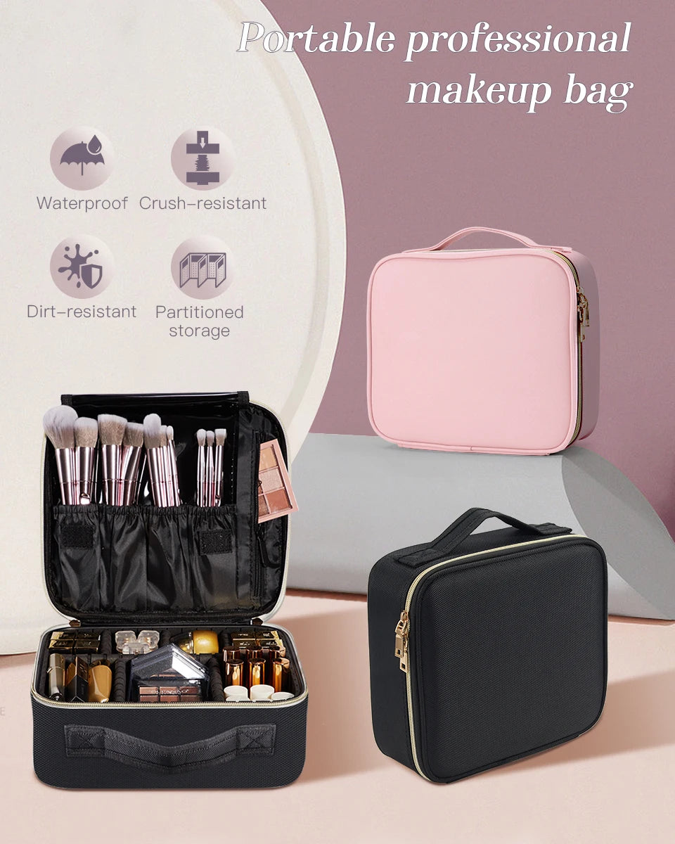 Makeup Bag - Professional Cosmetic Brush Case, Portable, Waterproof Travel Organizer - Beauty & Beyond