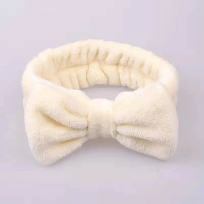 Spa Headband Bow - Soft Coral Fleece for Makeup, Shower, Face Washing, Hair Accessory