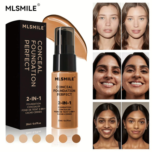 2-in-1 Foundation & Concealer – Full Coverage, Waterproof, Hydrating
