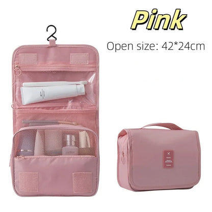 High-Quality Travel Makeup Bag - Waterproof Toiletries Organizer, Women's Hook Storage