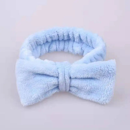 Spa Headband Bow - Soft Coral Fleece for Makeup, Shower, Face Washing, Hair Accessory