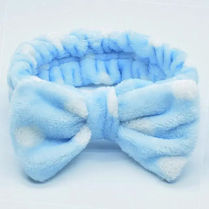 Spa Headband Bow - Soft Coral Fleece for Makeup, Shower, Face Washing, Hair Accessory