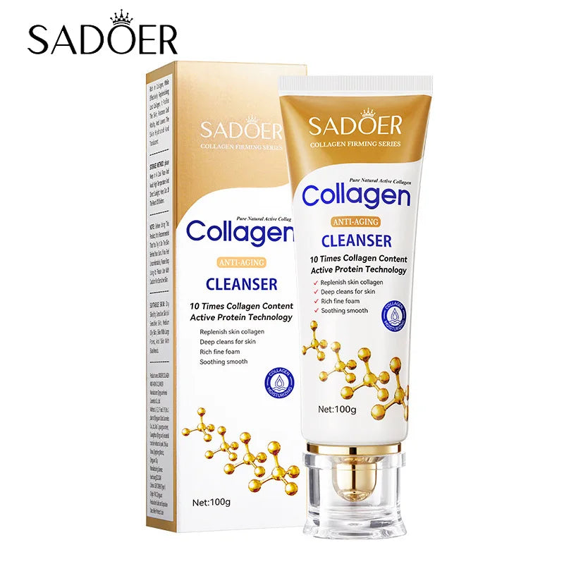 SADOER Collagen Facial Cleanser - Firming, Moisturizing Foam Face Wash & Skincare - Beauty & Beyond