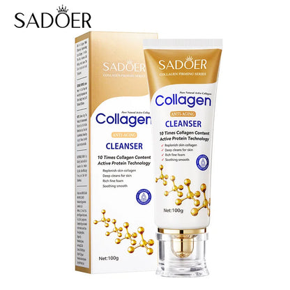 SADOER Collagen Facial Cleanser - Firming, Moisturizing Foam Face Wash & Skincare - Beauty & Beyond