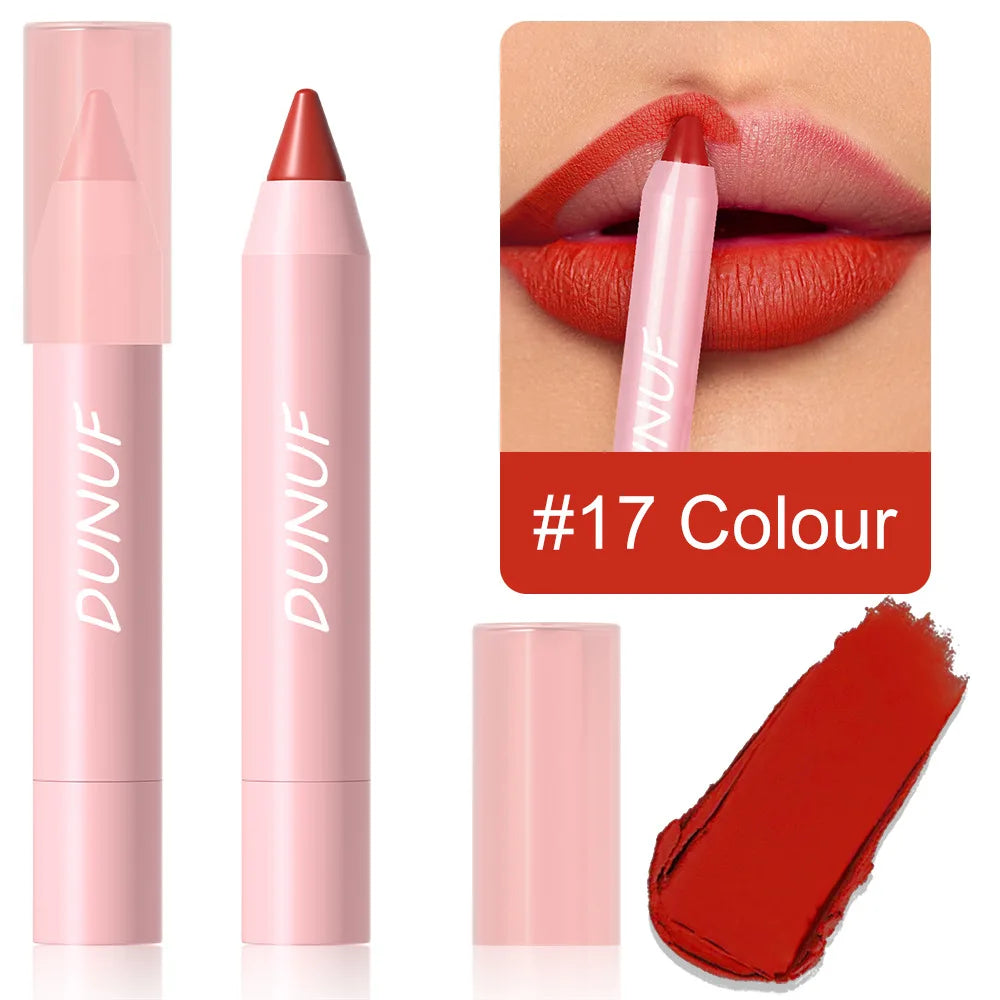 18-Color Lipstick Pencil Set – Waterproof Matte Tint & Lip Contour | Long-Lasting, Non-Stick Lipliner Pens