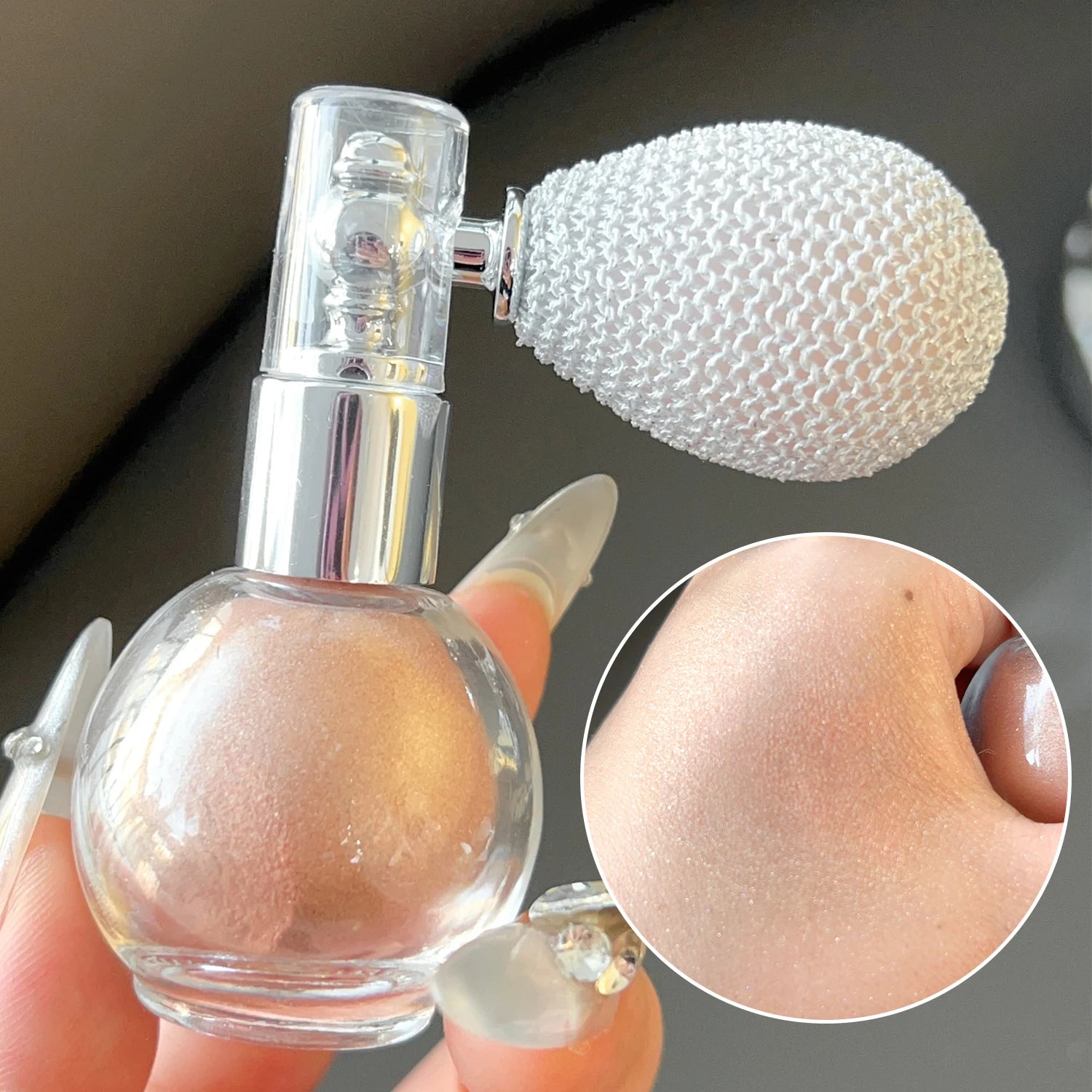 Diamond Highlighter Powder Spray – Waterproof High Gloss Glitter Bronzer & Illuminator for Face & Body - Beauty & Beyond