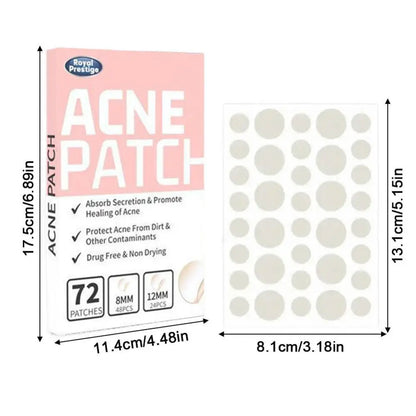 72PCS Invisible Acne Patches - Hydrocolloid, Pimple & Spot Concealer, Waterproof Repair Sticker - Beauty & Beyond