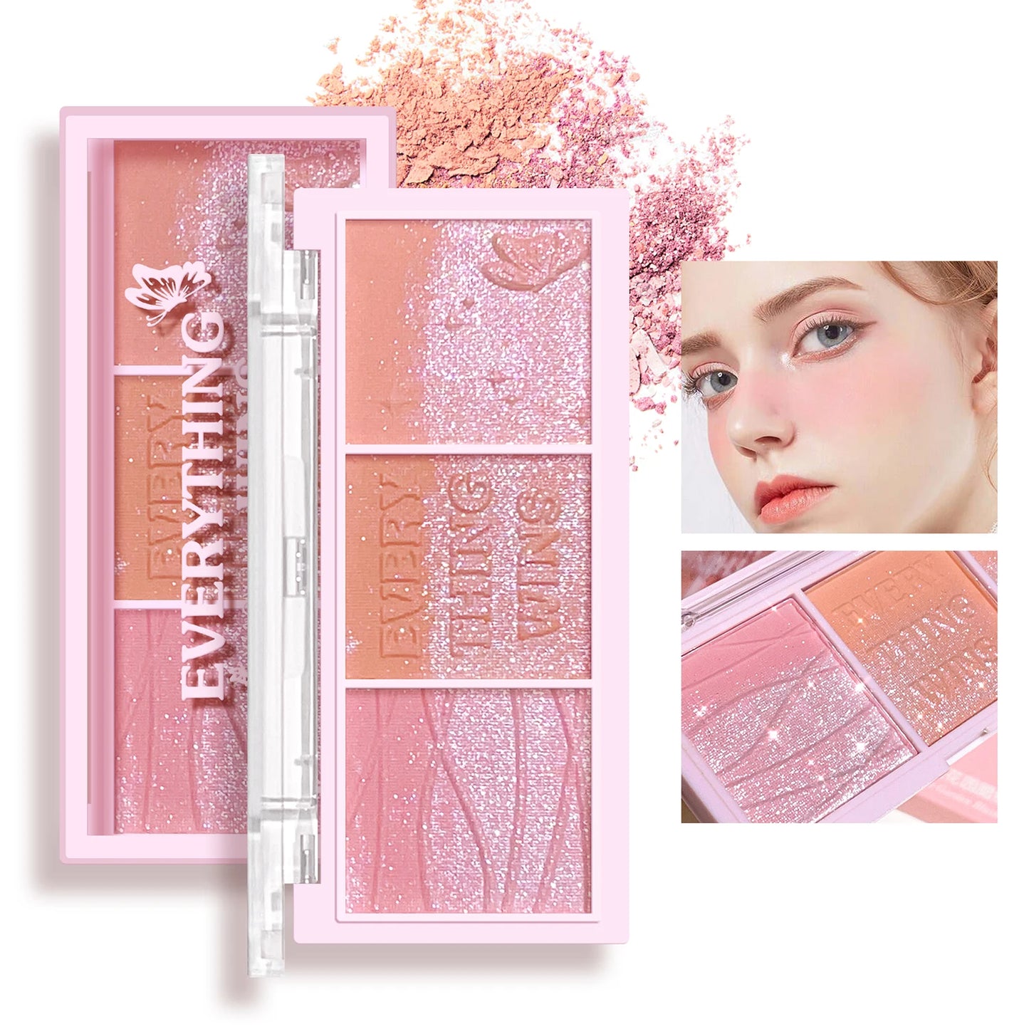 3-Color Blush Palette – Nude Makeup, Natural Matte, Milk Tea & Orange Tones, Long-Lasting - Beauty & Beyond