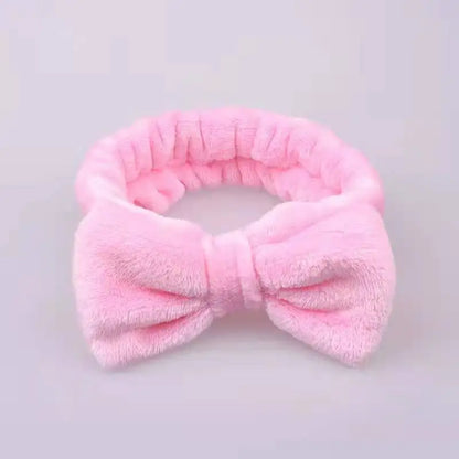 Spa Headband Bow - Soft Coral Fleece for Makeup, Shower, Face Washing, Hair Accessory