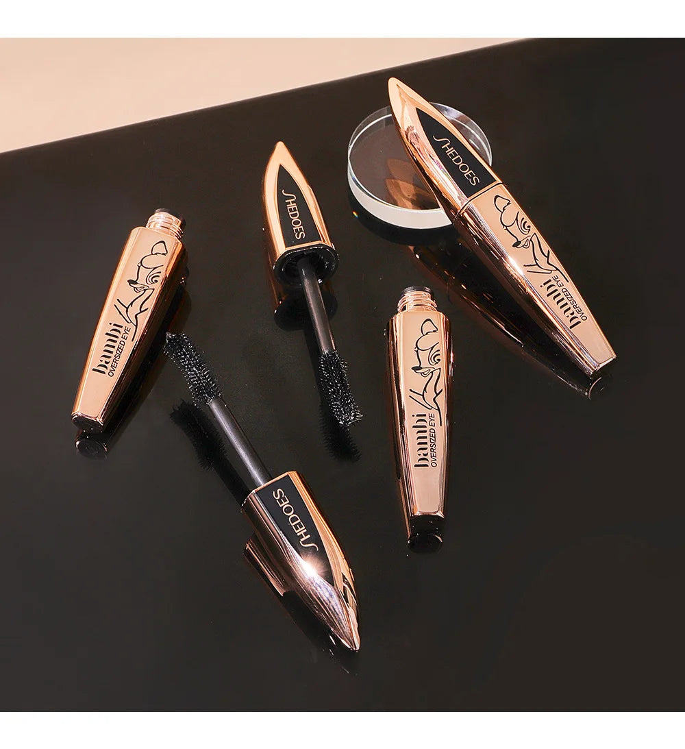 5D Silk Fiber Mascara – Thick & Long Black Lashes | Deer Eye Effect, Large Capacity Eye Makeup