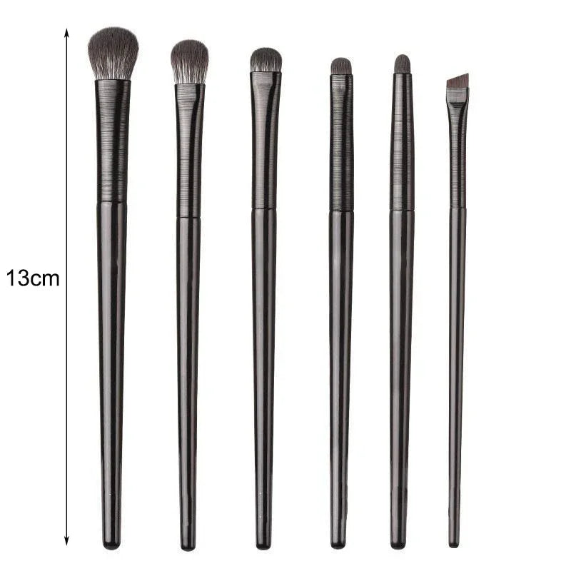 6pcs Black Eye Makeup Brushes Set - Contouring, Eyeshadow, Eyeliner, Blending, Beauty Tool - Beauty & Beyond