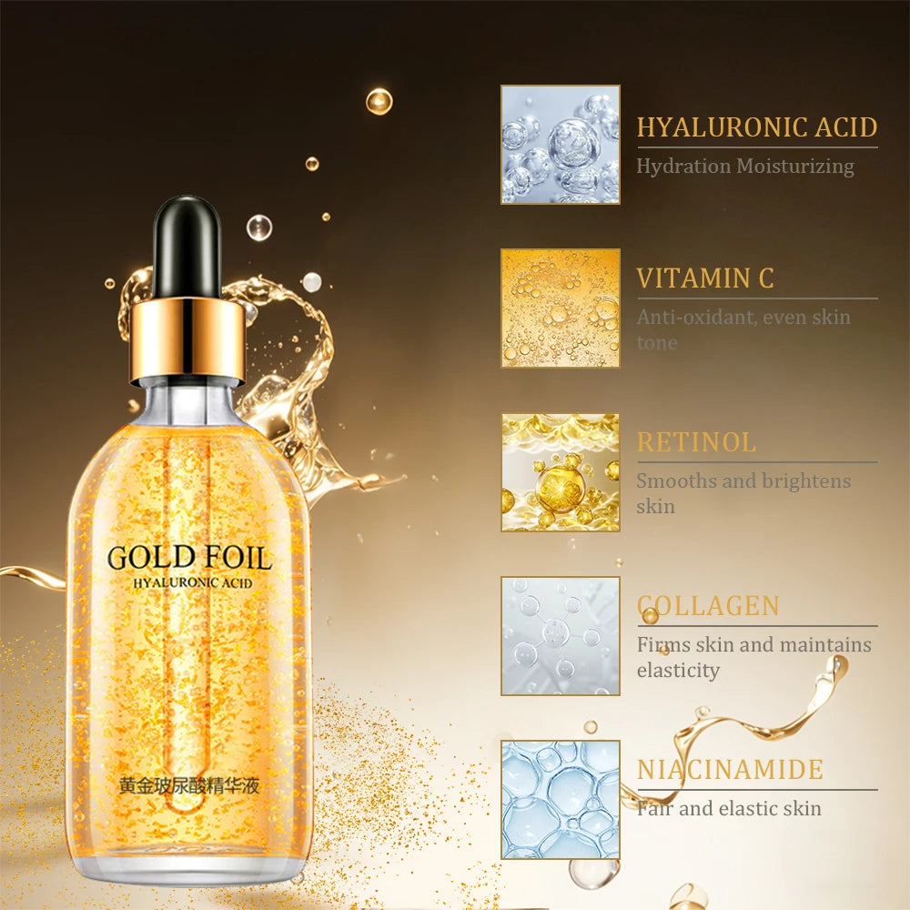 100ml 24K Gold Hyaluronic Acid Face Serum – Niacinamide, Collagen, Anti-Wrinkle Care - Beauty & Beyond