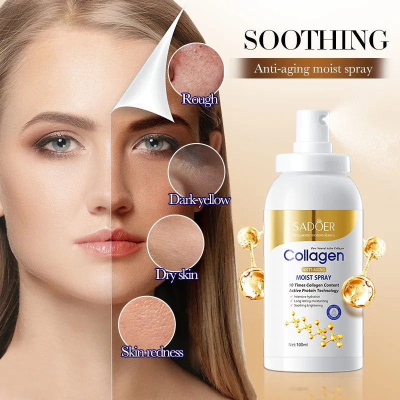 Collagen Moisturizing Spray - Anti-Wrinkle, Hydrating Toner, Fast-Absorbing Face Mist - Beauty & Beyond