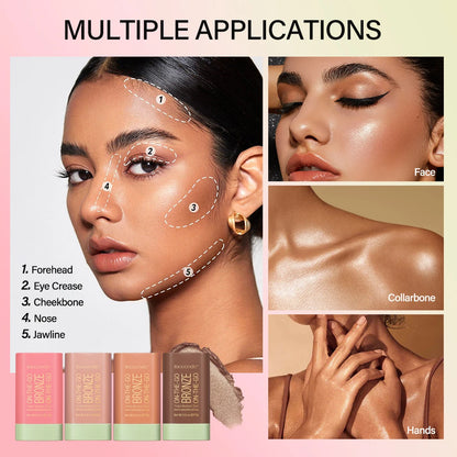 Bronze Blush Stick – Waterproof, Easy Color, 4 Shades, High Pigment, Brightening