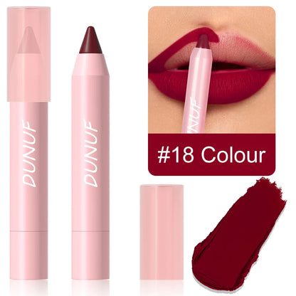 18-Color Lipstick Pencil Set – Waterproof Matte Tint & Lip Contour | Long-Lasting, Non-Stick Lipliner Pens