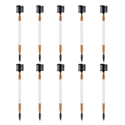 Double-Ended Wood Handle Eyebrow & Eyelash Brush – 2-in-1 Professional Makeup Tool