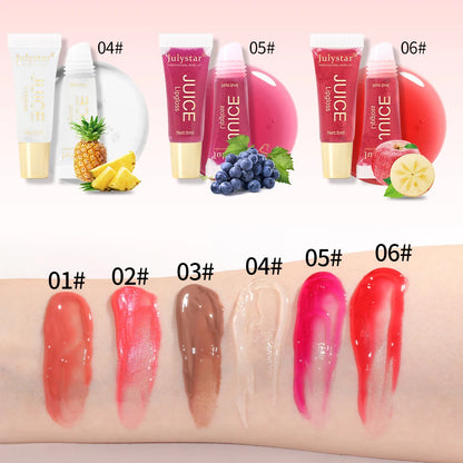 Glitter Plumping Lip Gloss Jelly Strawberry Moisturizer Fruit Lip Oil Transparent Fullness Lip Tint Gel Soft Tube Makeup LipCare - Beauty & Beyond