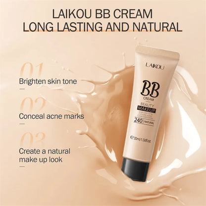 Waterproof BB Cream – Long-Lasting Concealer & Foundation | Brightens Skin Tone, 30ml Liquid Base Makeup